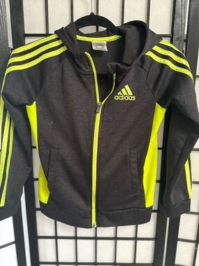 adidas Black & Neon Yellow Kids Zip Hoodie